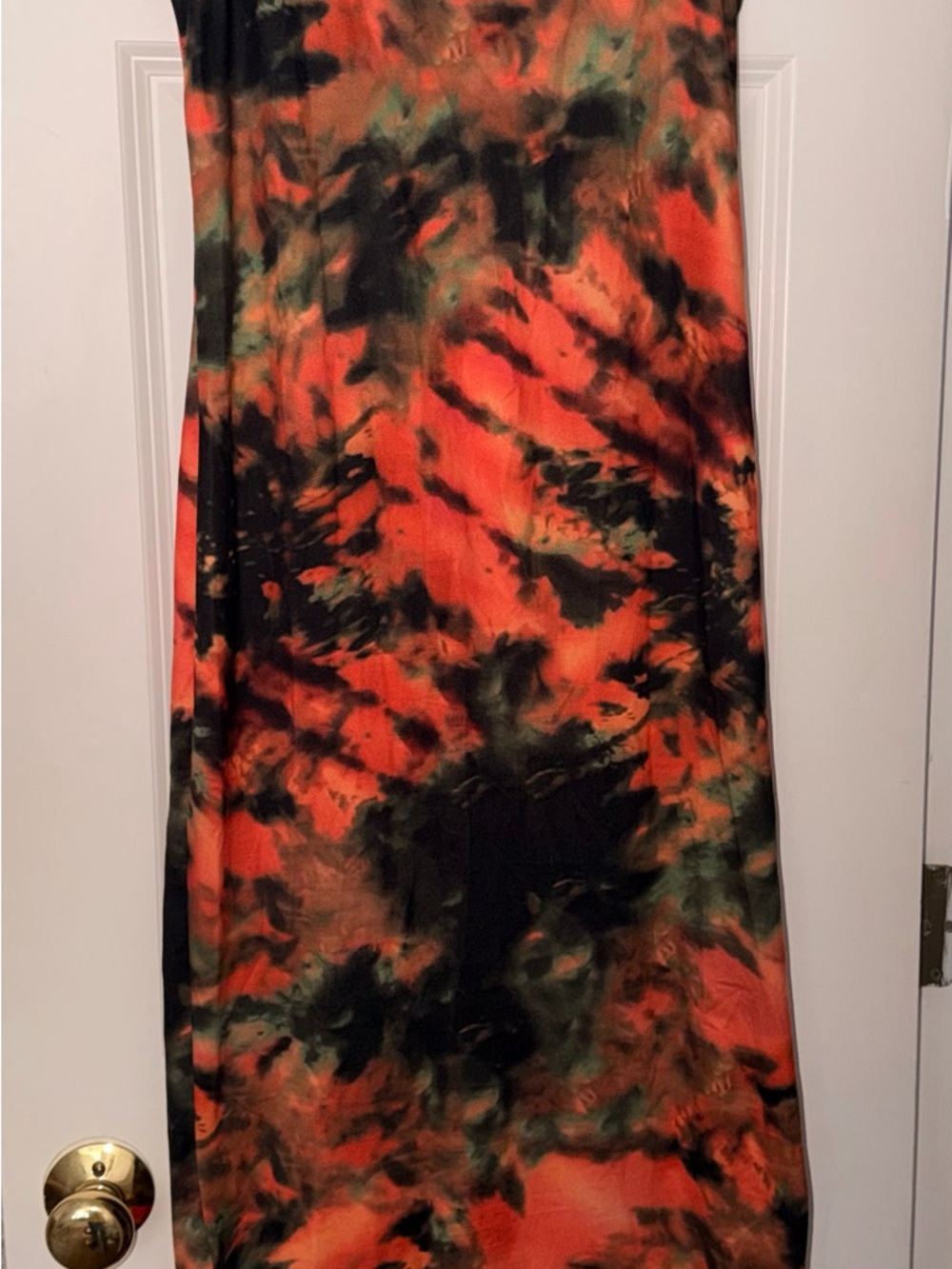 SHEIN Orange, Black & Green Tie-Dye Maxi Skirt